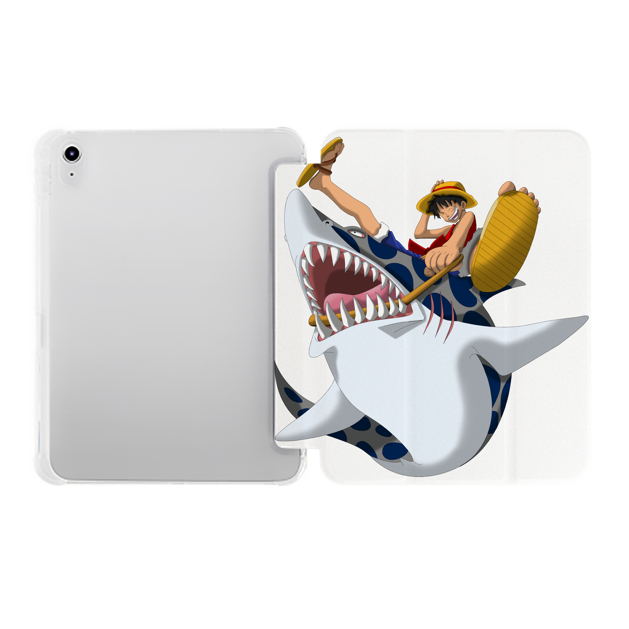（画像用） ワンピース モンキー・D・ルフィ ONE PIECE Monkey D. Luffy IPad ケース ペン収納付き 三つ折りスタンド PUレザー×シリコン 対応機種9.5/10.5/10.9インチ